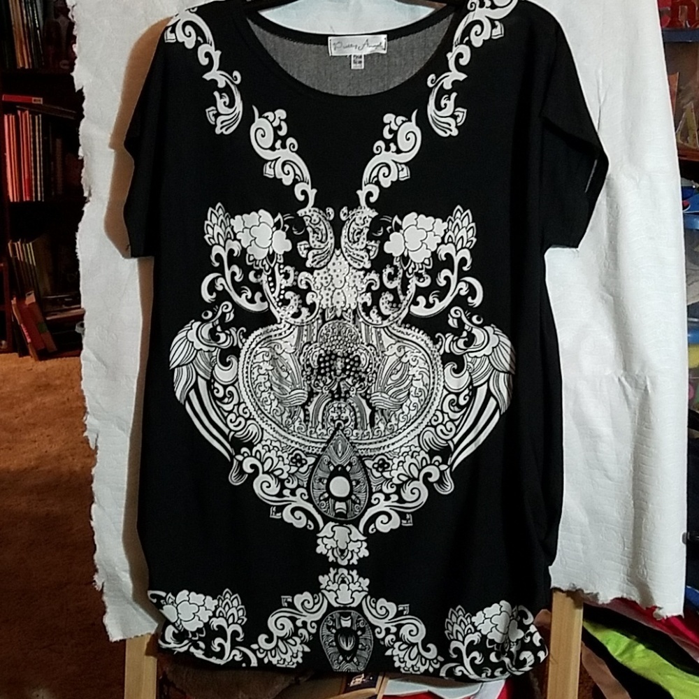 Pretty Angel One Size Rhinestone Black & White